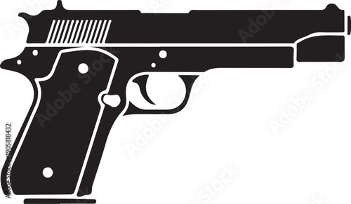 Handgun pistol gun firearm weapon silhouette isolated on transparent background illustration