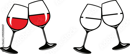 Two Red Wine Glasses Toasting