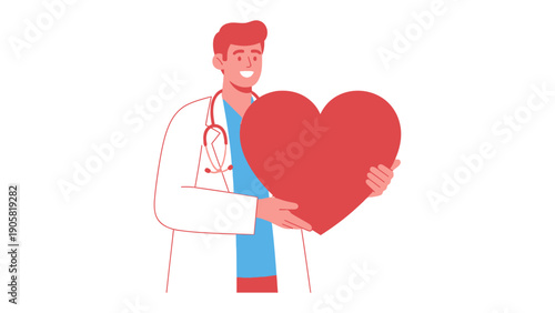 Empathy in Medicine: A compassionate medical professional holds a symbolic red heart, embodying care, health, and a patient-centered approach to healthcare.
