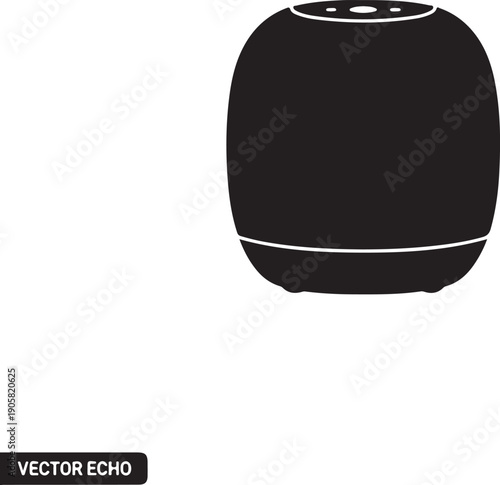 Black of a smart speaker on white background technology audio desi