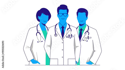 Healthcare Professionals in Unity: A harmonious group of healthcare professionals, united in purpose, stands ready to serve, symbolizing compassion and dedication.