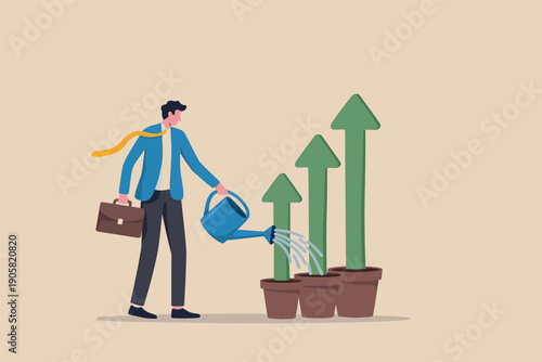 Professional nurturing growth and upward business trajectory with careful planning