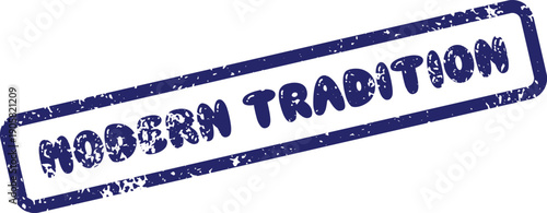 Striking blue grunge stamp impression featuring the intriguing concept of Modern Tradition