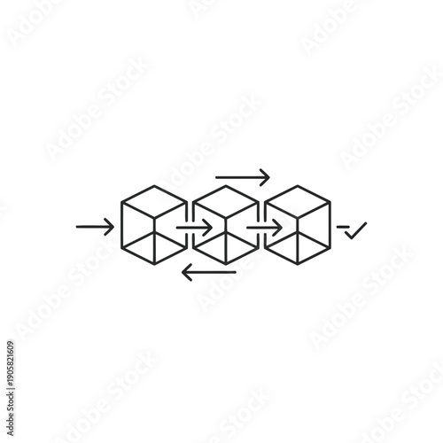 A diagram showing the process of transforming a cube into another cube through rotation