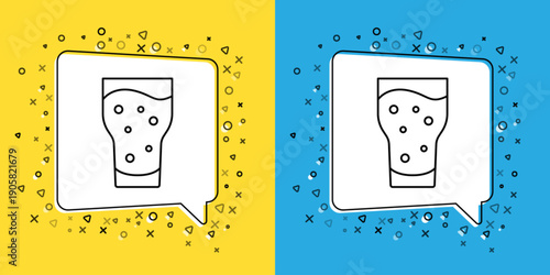 Set line Glass of beer icon isolated on yellow and blue background. Vector