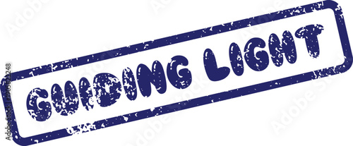 Guiding Light expression featured as a textured blue rubber stamp mark