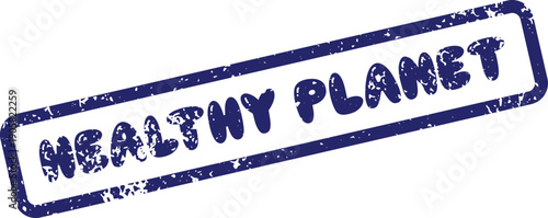 Distressed rubber stamp design conveying the vital message of a healthy planet for future generations