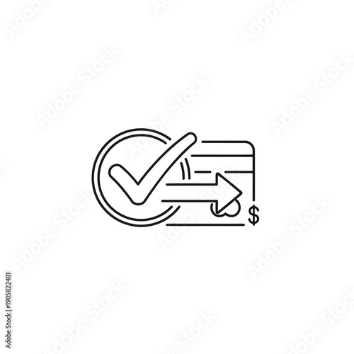 A graphic of a checkmark over a credit card with a dollar sign