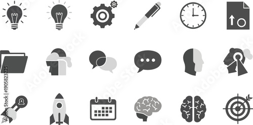 Collection of business and technology icons for modern projects