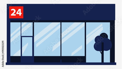 Modern storefront with large windows and door on a sleek facade