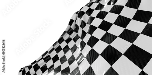 Abstract image of a checkered flag waving in the wind. Race flag concept, success and achievement. Ideal for speed and v