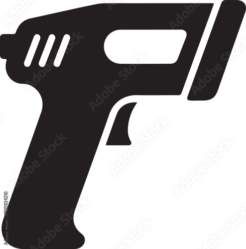 Black silhouette of a handheld infrared thermometer temperature gun non contact thermometer d
