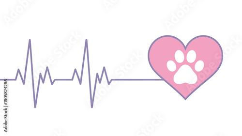 Heart rate monitor with pink heart and dog paw print symbol