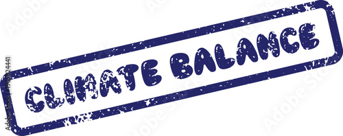 This official blue grungy rubber stamp prominently features the words Climate Balance