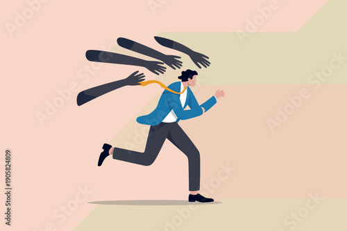 A business professional running while juggling multiple tasks and deadlines.