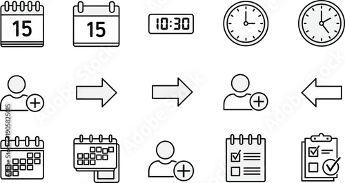 Modern business icons for scheduling and productivity