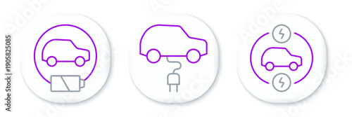 Set line Electric car, and icon. Vector
