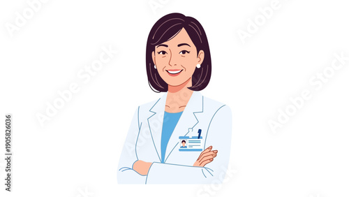 Empathetic Professional in Medical Attire: A compassionate doctor exudes confidence in a pristine lab coat, embodying knowledge and care.