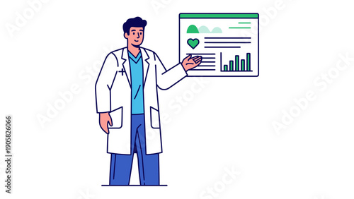 Medical Consultation: A dedicated medical professional illustrates vital health data, embodying expertise and compassion.