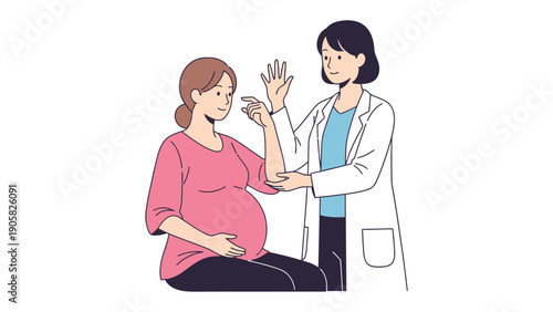 Prenatal Care: A doctor provides support and care for a pregnant woman, promoting well-being throughout her pregnancy journey.