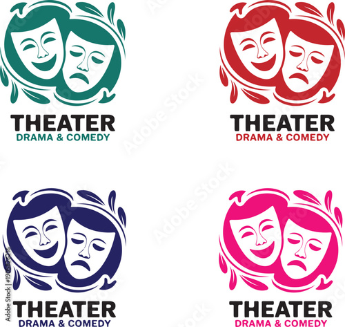 Theater Comedy Tragedy Masks Vector, Art & Illustration
