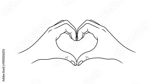 Hands forming a heart shape with fingers on white background