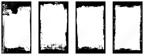 Old covers set isolated on white background. Vector realistic illustration of scratched rectangular paper frames with grungy grainy texture