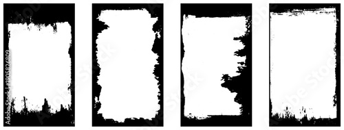 Old covers set isolated on white background. Vector realistic illustration of scratched rectangular paper frames with grungy grainy texture