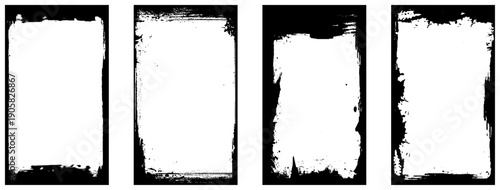 Collection of 4 black grunge frames. 