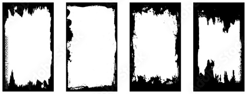 Collection of 4 black grunge frames. 