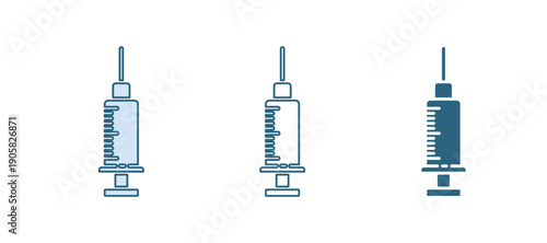 Blue Syringe icon isolated on white background. Syringe for vaccine, vaccination, injection, flu shot. Medical equipment. Vector