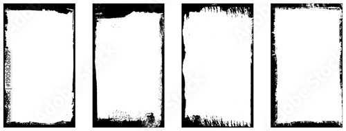 Grunge frame on a white background. Old frame with dust texture.  Dirty retro border.  Vector collection.