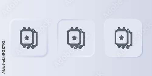 Grey Cinema ticket icon isolated on grey background. Set icons in square buttons. Vector