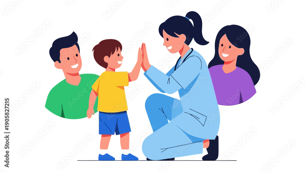 Fototapeta premium High-Five: Doctor and Child Celebrating Healthcare Victory