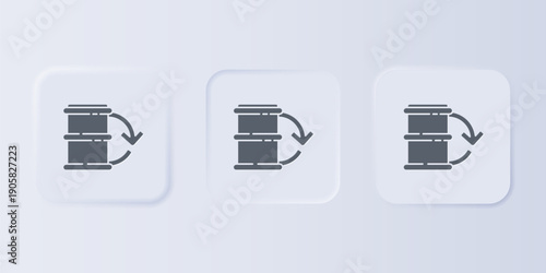 Grey Eco fuel barrel icon isolated on grey background. Eco bio and barrel. Green environment and recycle. Set icons in square buttons. Vector