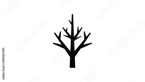 Vector illustration of a stylized bare tree silhouette, on transparent background, perfect for seasonal designs