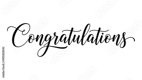 Elegant and cursive congratulations written in black ink Vector
