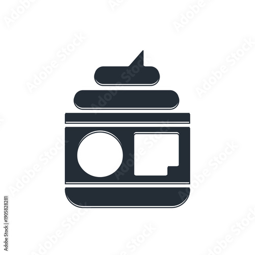 Black Cream or lotion cosmetic tube icon isolated on white background. Body care products for woman. Vector