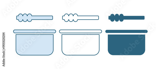 Blue Sauna bucket and ladle icon isolated on white background. Vector