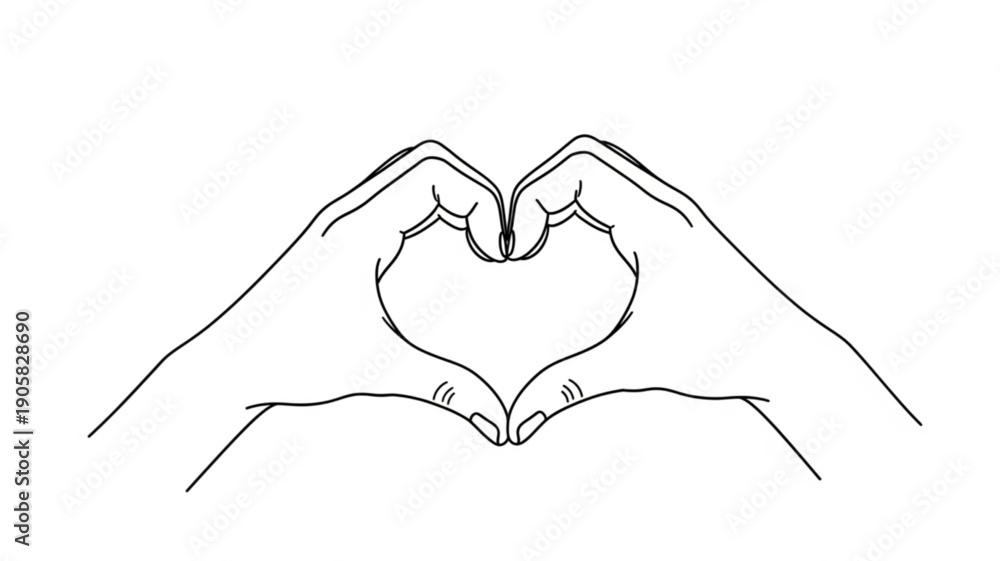 Fototapeta premium Hands forming a heart shape with fingers on white background