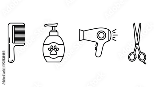 Essential grooming tools for maintaining personal hygiene and style Vector