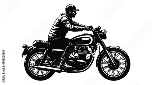 A person wearing a helmet and protective gear riding a motorcycle on a road Vector