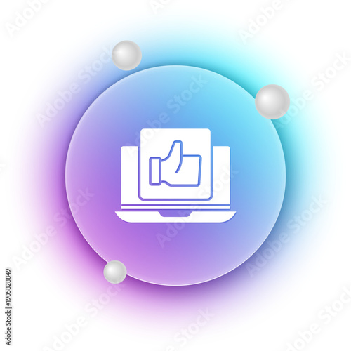 White Hand like icon isolated on white background. Blue and purple gradient circle background. Vector