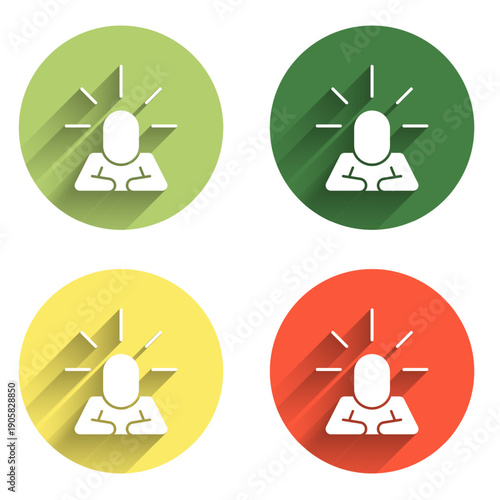 Set Depression and frustration icon isolated with long shadow background. Man in depressive state of mind. Mental health problems. Color circle button. Vector