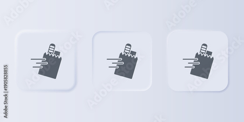 Grey Online ordering and fast food delivery icon isolated on grey background. Set icons in square buttons. Vector