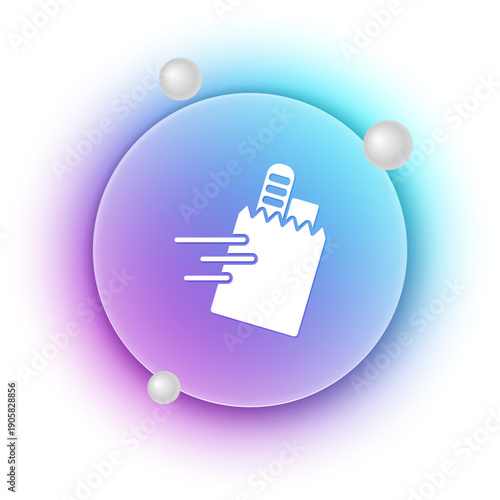 White Online ordering and fast food delivery icon isolated on white background. Blue and purple gradient circle background. Vector