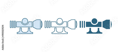 Blue Sniper optical sight icon isolated on white background. Sniper scope crosshairs. Vector