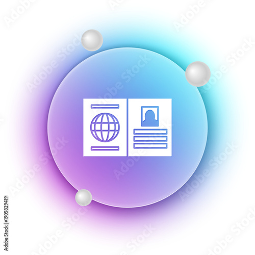 White Passport with biometric data icon isolated on white background. Identification Document. Blue and purple gradient circle background. Vector