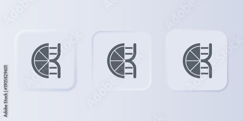 Grey Genetically modified citrus fruit icon isolated on grey background. Orange in a cut. Healthy lifestyle. GMO fruit. Set icons in square buttons. Vector