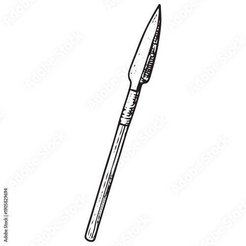 Vintage Medieval Javelin Engraving Retro Knight Throwing Spear Weapon Illustration Antique Woodcut Art